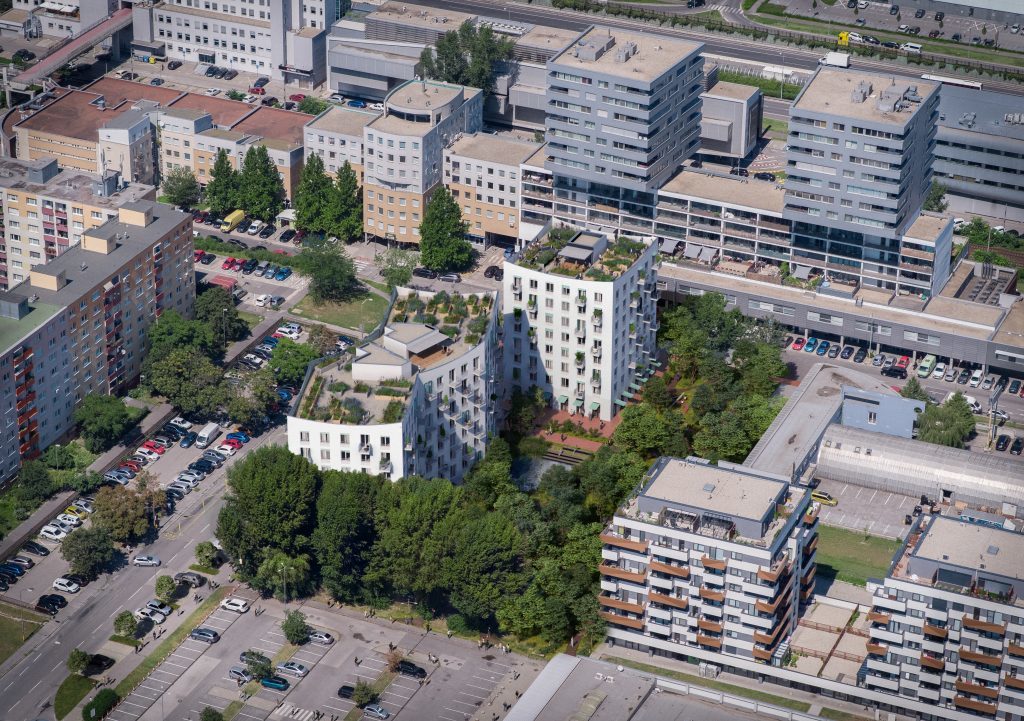 Sociálne nájomné bývanie na Muchovom námestí. Pôvodne mal v tejto lokalite vzniknúť projekt komerčného bývania súkromného developera.
