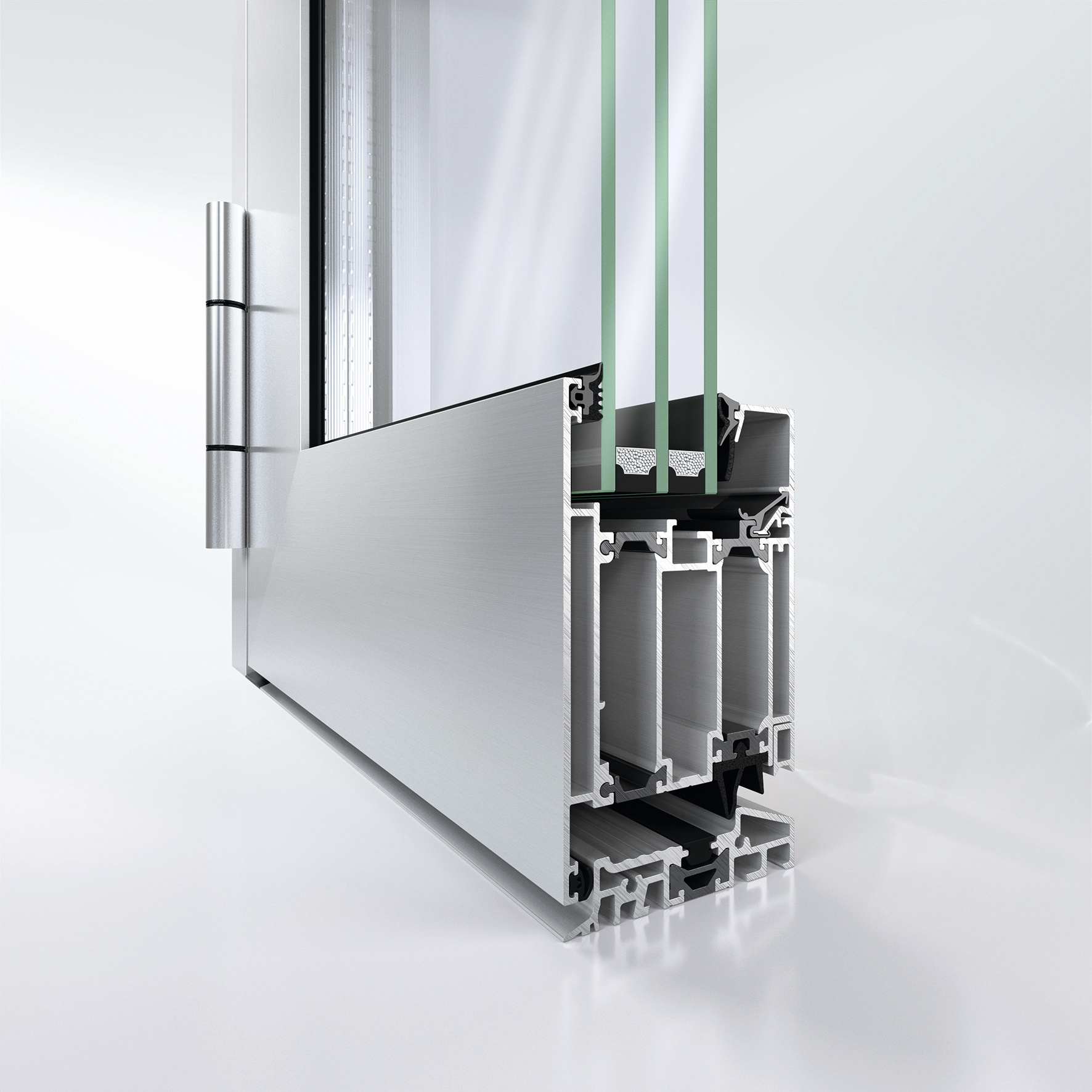 Dverový systém Schüco AD UP 75 (univerzálna platforma hliníkových dverí, základná stavebná hĺbka 75 mm) s certifikáciou Cradle to Cradle na úrovni Silver, ponúka dlhodobú funkčnú spoľahlivosť pre každú aplikáciu, či už ide o štýlové vchodové dvere alebo dvere v komerčných budovách, ktoré sú často namáhané používaním.