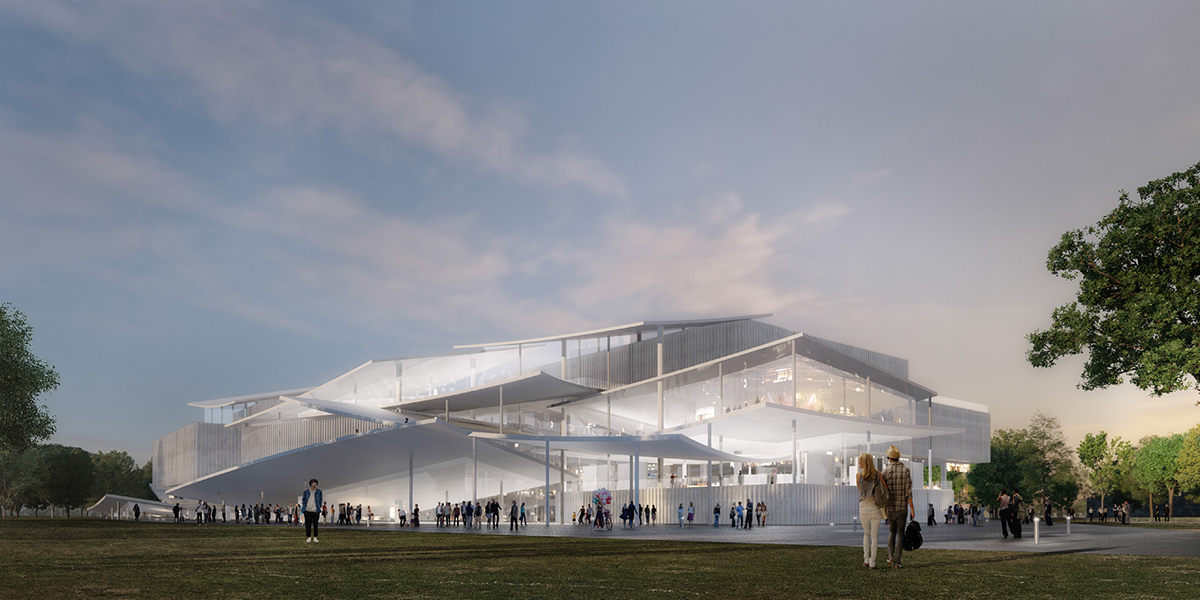 Návrh budovy nového Národného múzea v novej muzeálnej štvrti v Budapešti z dielne ateliéru SANAA