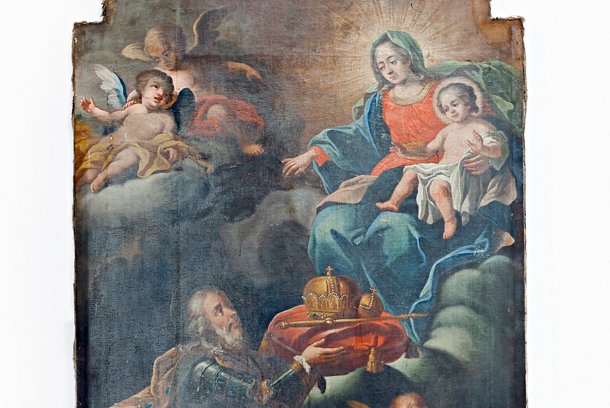 Neskorobarokový oltárny obraz sv. Štefana kráľa vo svätyni kostola v Beckove