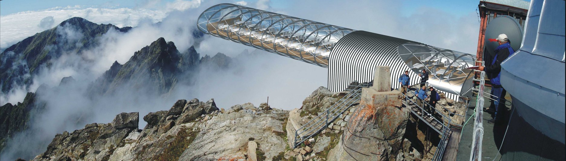 Vizualizácia novej hotelovej reštaurácie na Lomnickom štíte. Skutočne atraktívne miesto na slávnostný obed, či skôr večeru? (Viac informácií v redakcii ARCHINFO)