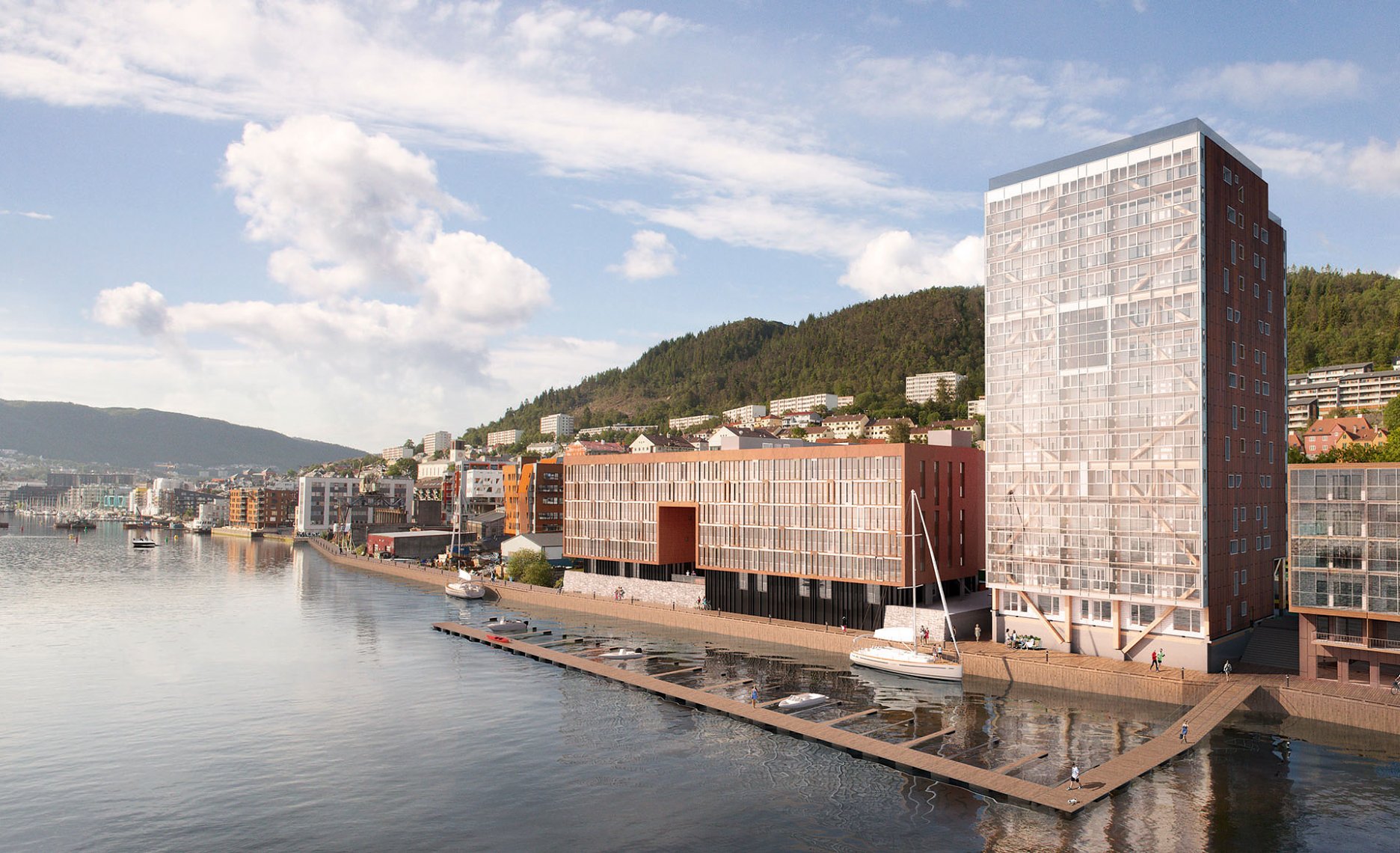 14 poschodový obytný dom v Bergene v Nórsku