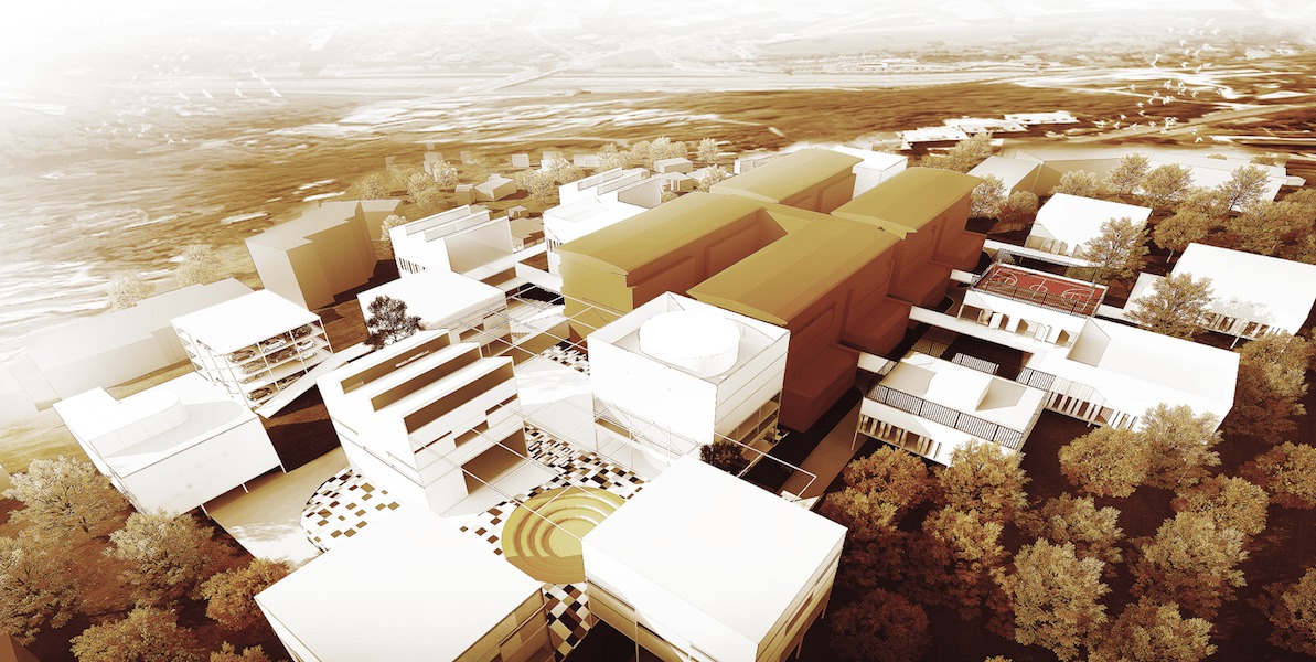 Art Campus, Team: Peter Stec , Ján Studený a kolektív katedry Architektonickej tvorby VŠVU - vízia rozšírenia campusu VŠVU výchádza z blokov pôvodnej budovy na Drotárskej ceste. Pozemok pokrýva šachovnicovým vzorcom podobných blokov. Každá katedra sídli v jednom z pavilónov, no zároveň sa prezentuje aj náväzným verejným priestorom. Tým pádom je aj otvorený priestor definovaný ako napr. park sôch, amfiteáter a podobne, čím prispieva k tvorbe identity miesta a súdržnosti školy.