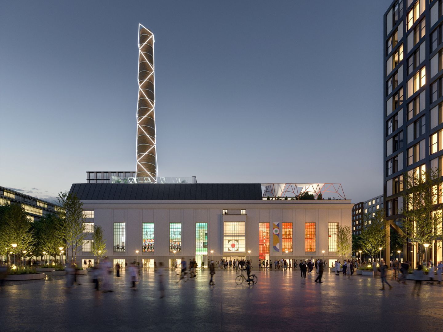 Vizualizácia centrálneho námestia v Novej Zbrojovke v Brne. 