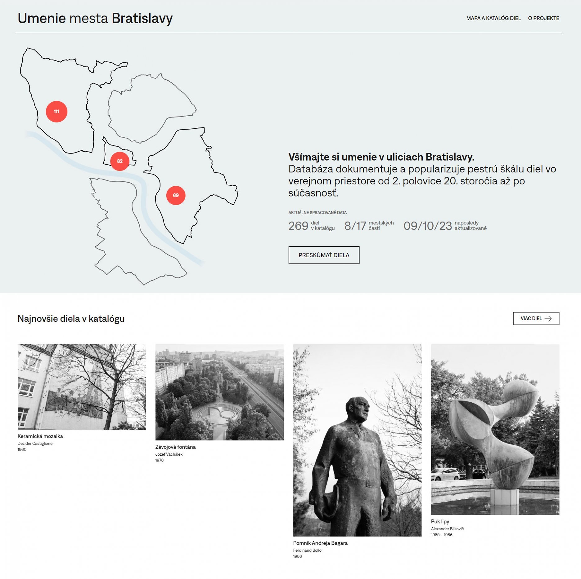 Vizuál webstránky Umenie mesta