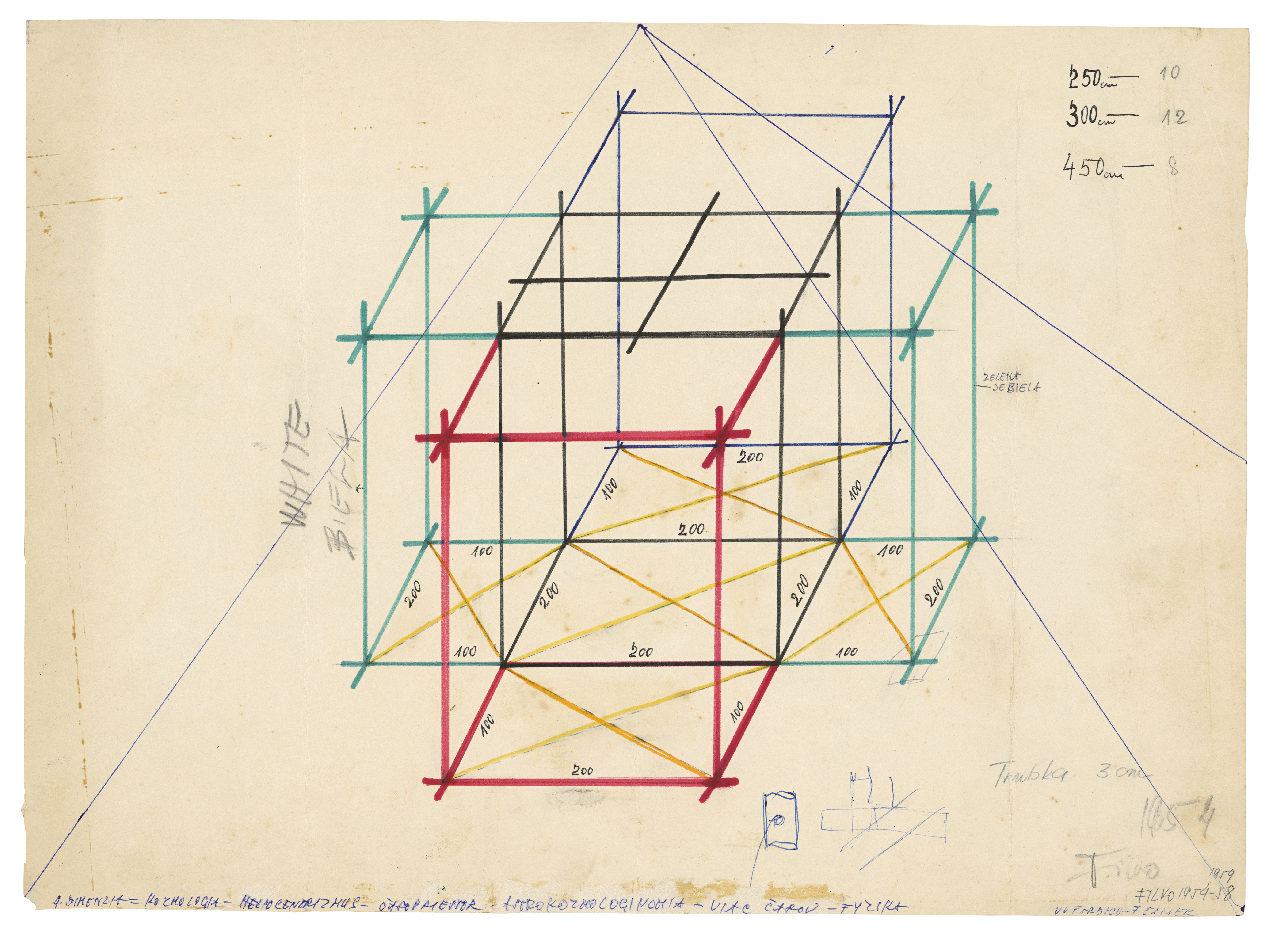 Stano Filko: Projekt „Heliocentrizmus“. 1966. 32 × 44 cm, ceruza, pero, fix, papier. Zbierka Linea