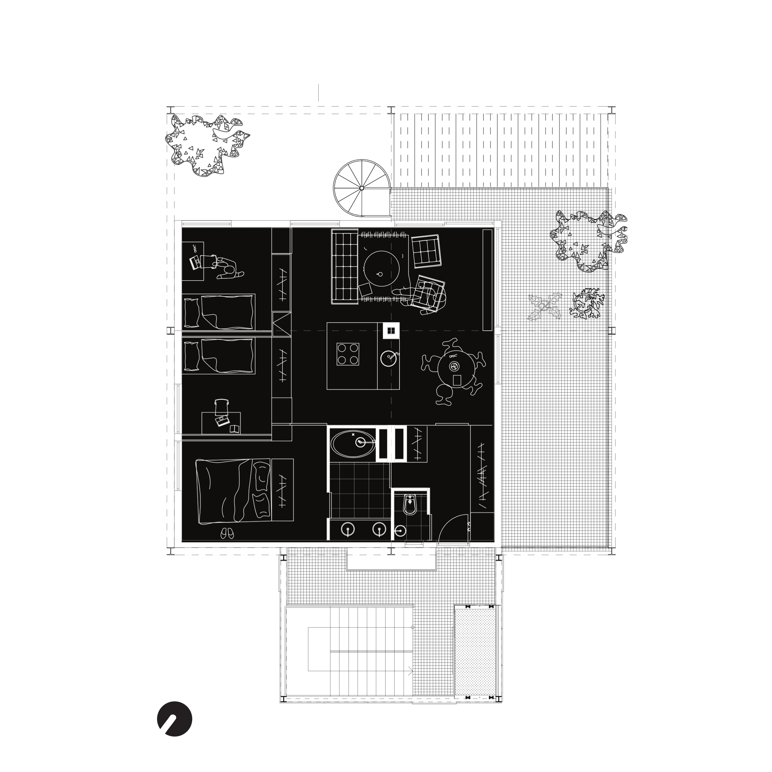 Pôdorys 7. NP - 3-izbový byt (80m2)