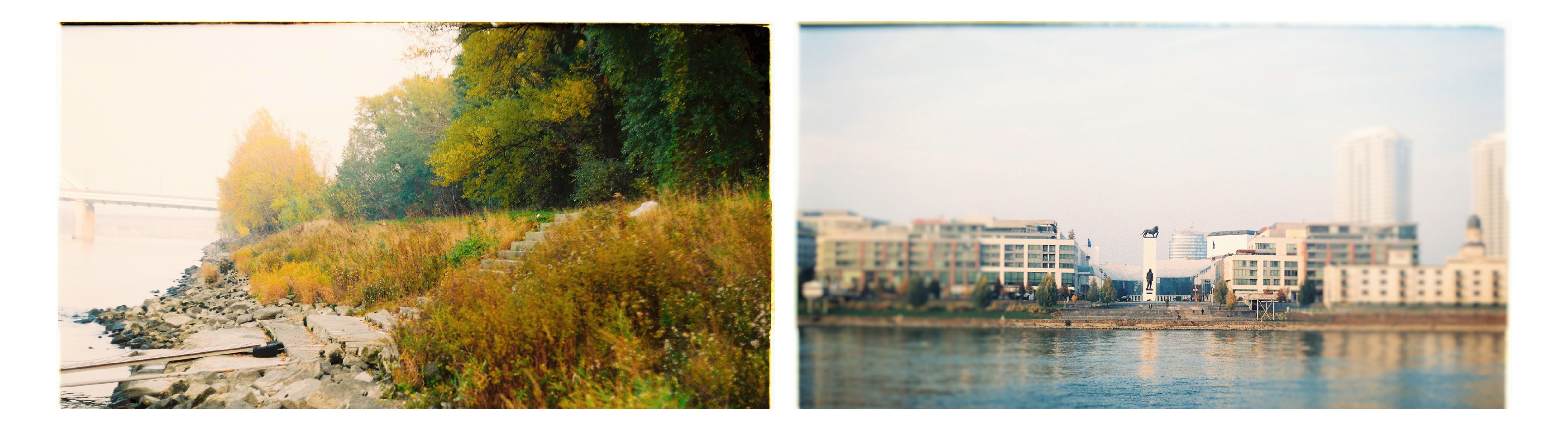 ČO: voda, dotyk s vodou, prístup k vode, využitie vody, centrum mesta. KDE: prírodné nábrežie, ostrovy, lido (vľavo).  ČO: výhľad, vizuálny kontakt, Dunaj - breh, príťažlivosť. KDE: námestie (vpravo)