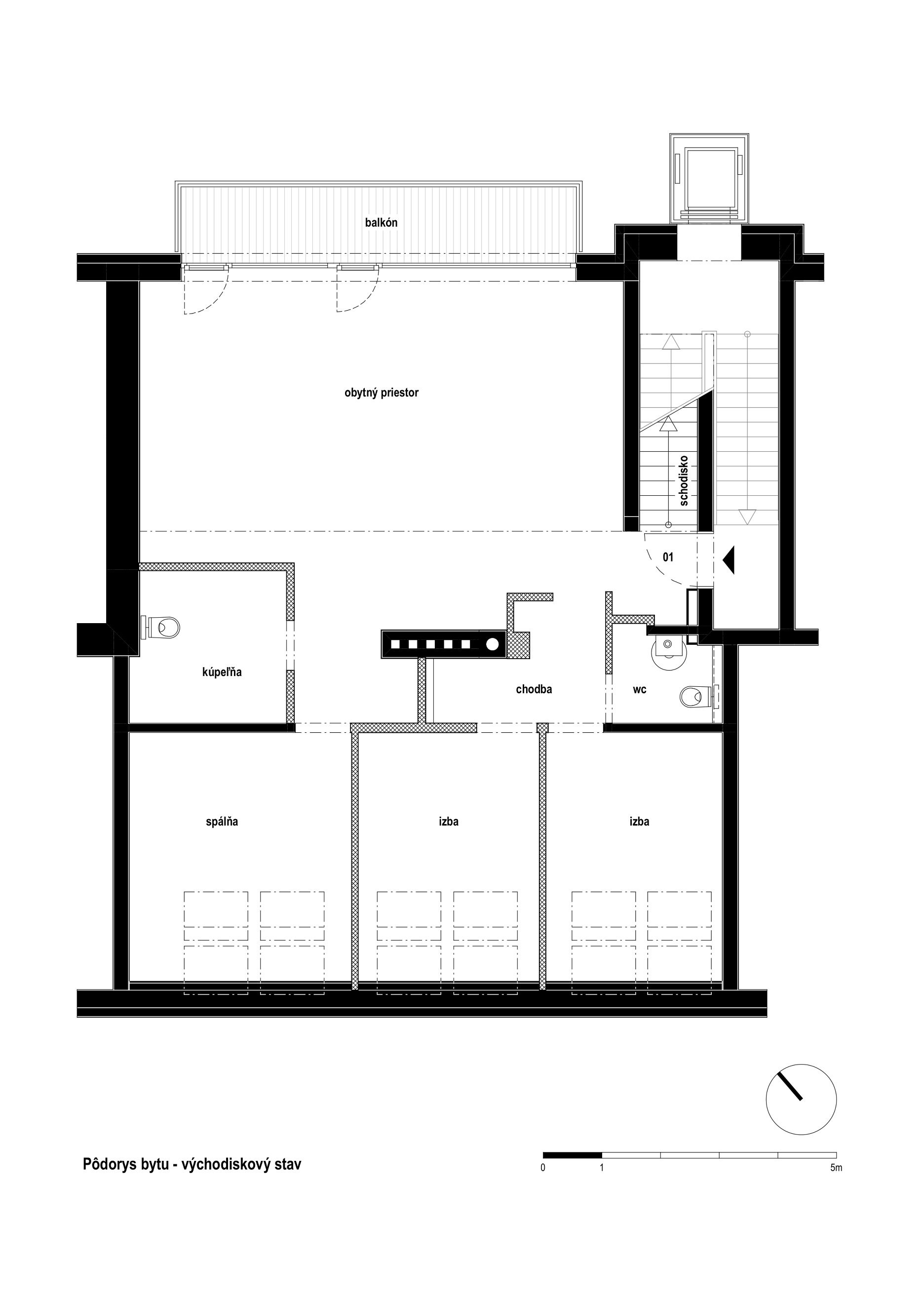Pôdorys bytu - východiskový stav