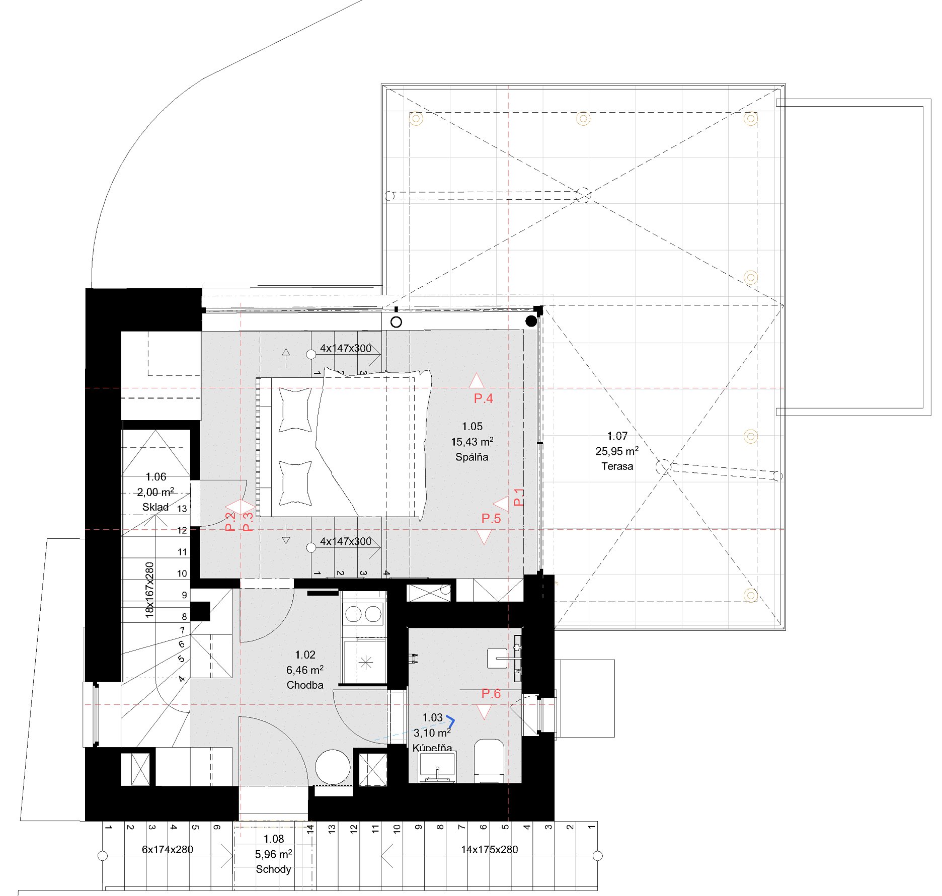 Pôdorys 1. NP - navrhovaný stav