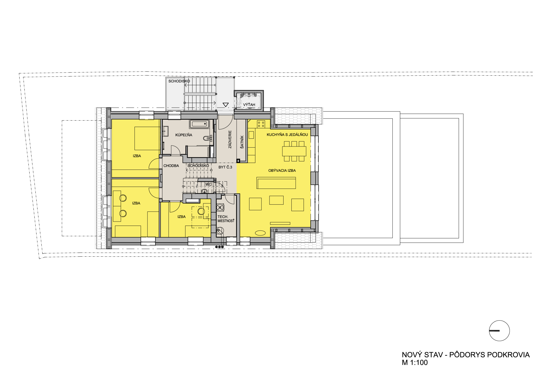 Pôdorys podkrovia - nový stav