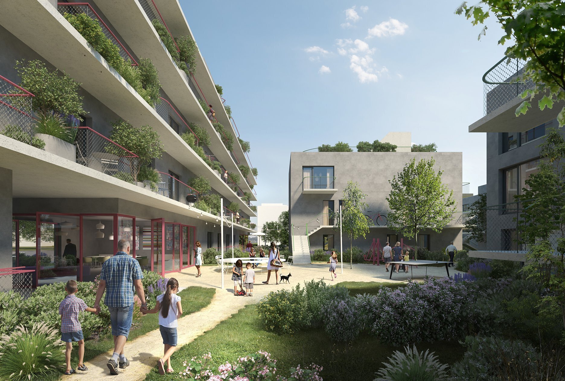 Bytový súbor Terchovská -  vizualizácia víťazného návrhu ateliéru The Büro z roku 2020