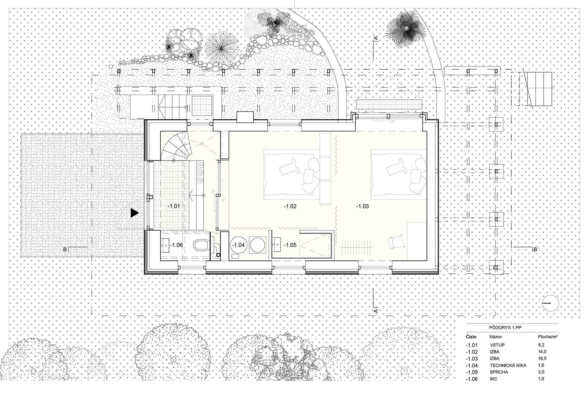Pôdorys 1. PP