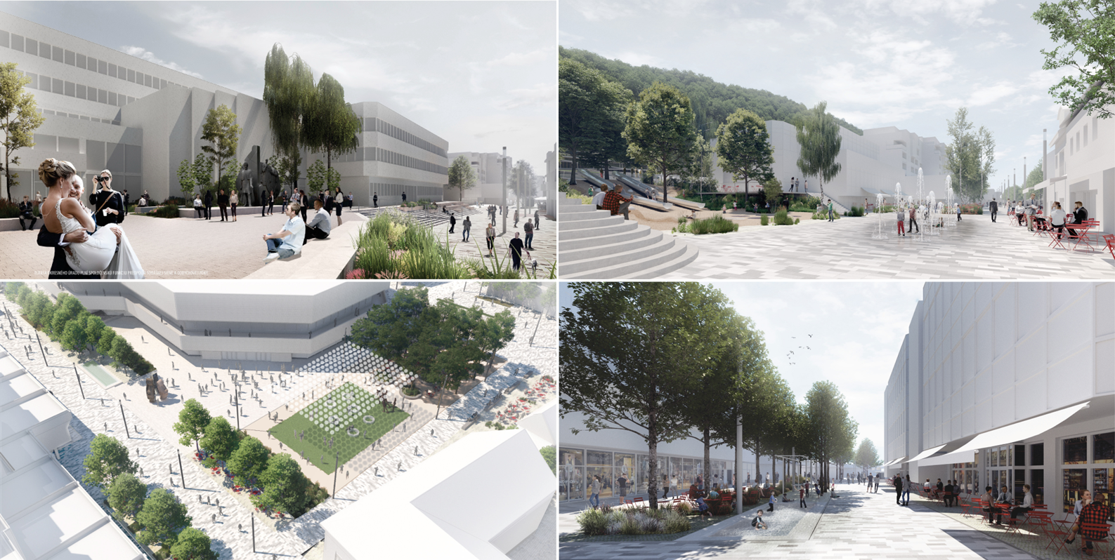 Pešia zóna Hviezdoslavova - Jaselská - Vajanského - Sládkovičova - autori: ATELIER ART - Ing. arch. Katarína Boháčová – Fejo, PhD., Ing. arch. Tomáš Hanáček, PhD., Ing. arch. Vladimír Hain, PhD., Ing. arch. Ľubomír Boháč, spolupráca: Ing. arch. Peter Bučo, Ing. arch. Jakub Kypus, Bc. Tomáš Danko, Bc. Natália Marková, 1. miesto v súťaži