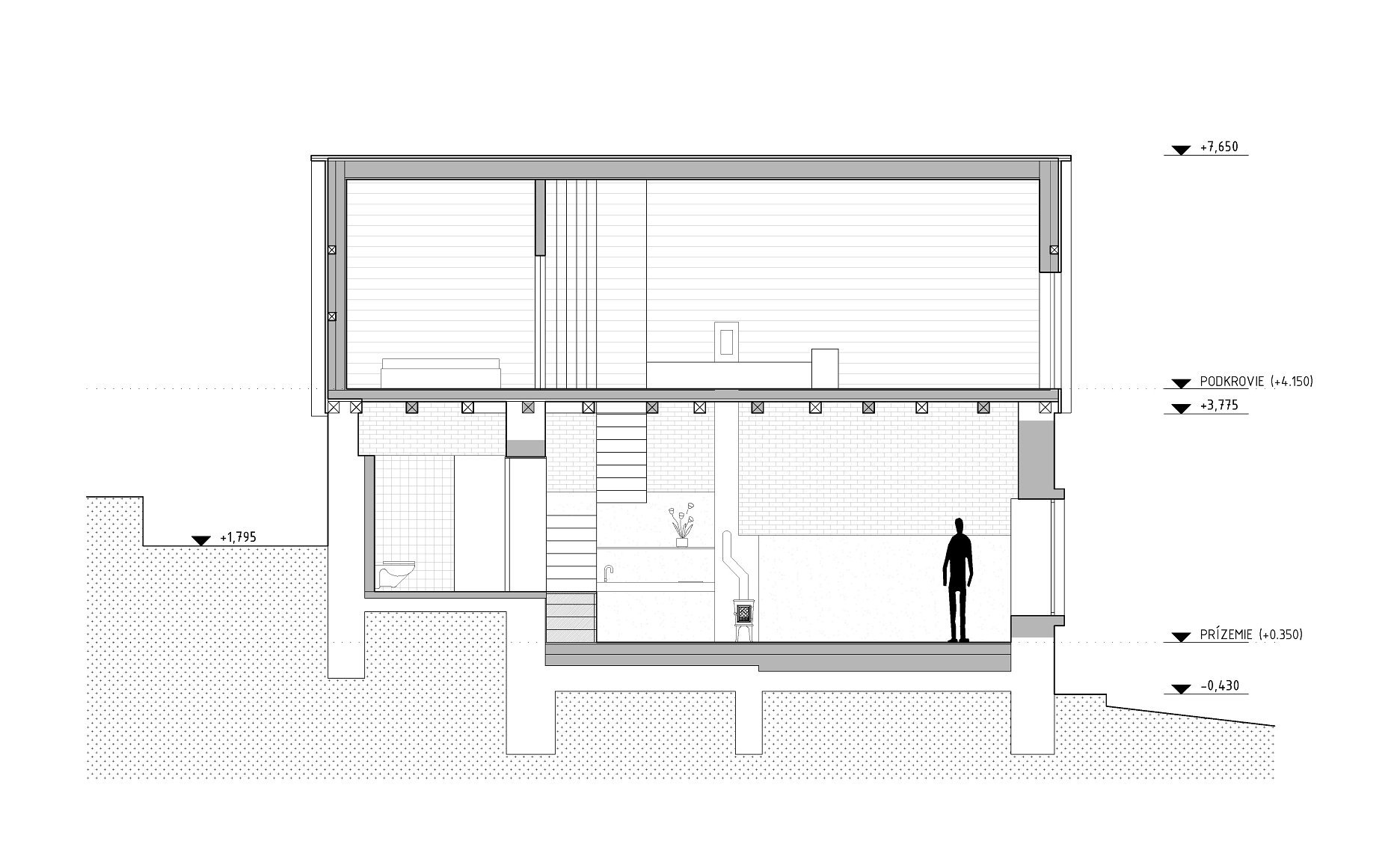 Pozdĺžny rez - návrh