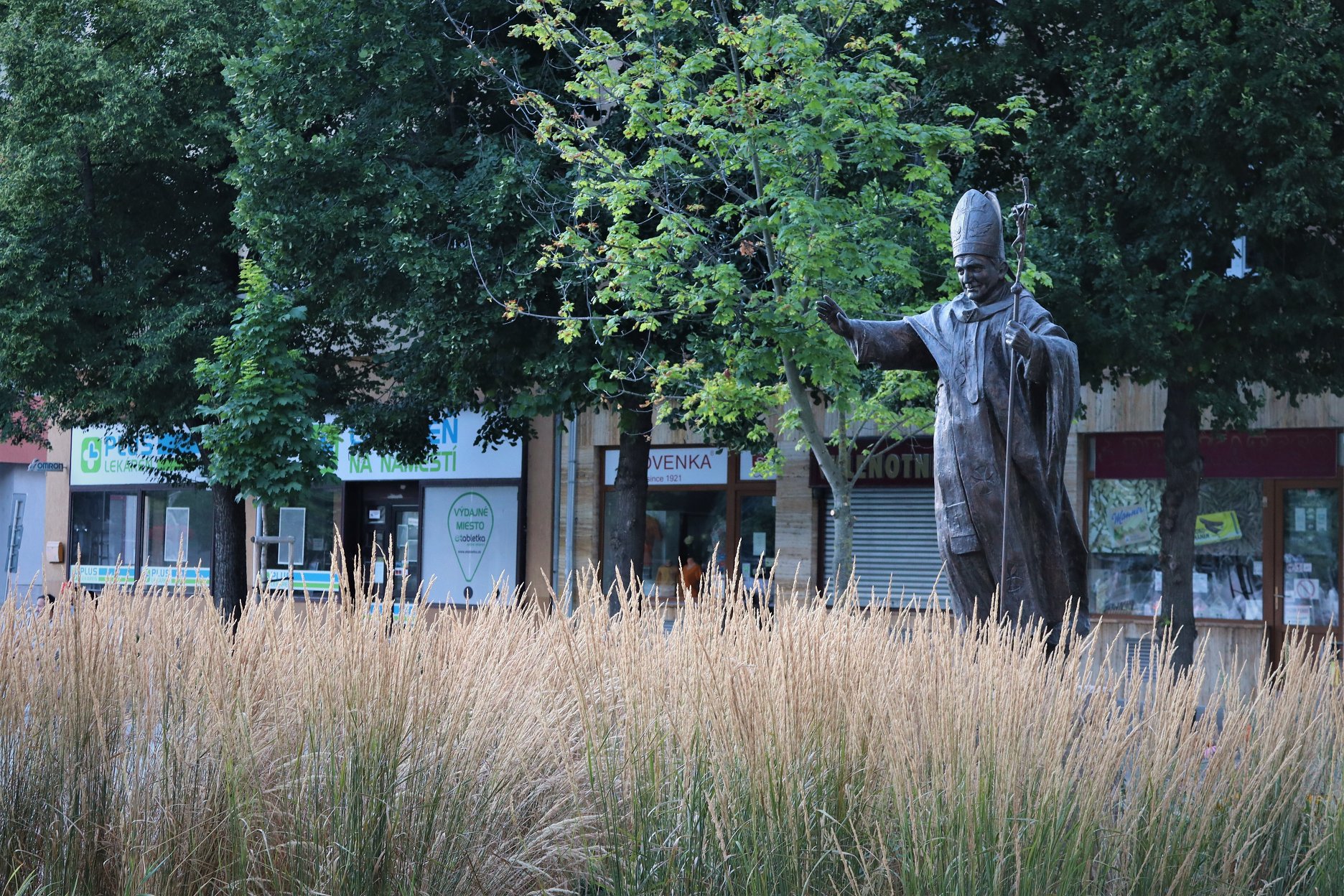 Letné a jesenné pôsobenie námestia umocňujú trvalky s výrazným zastúpením okrasných tráv.