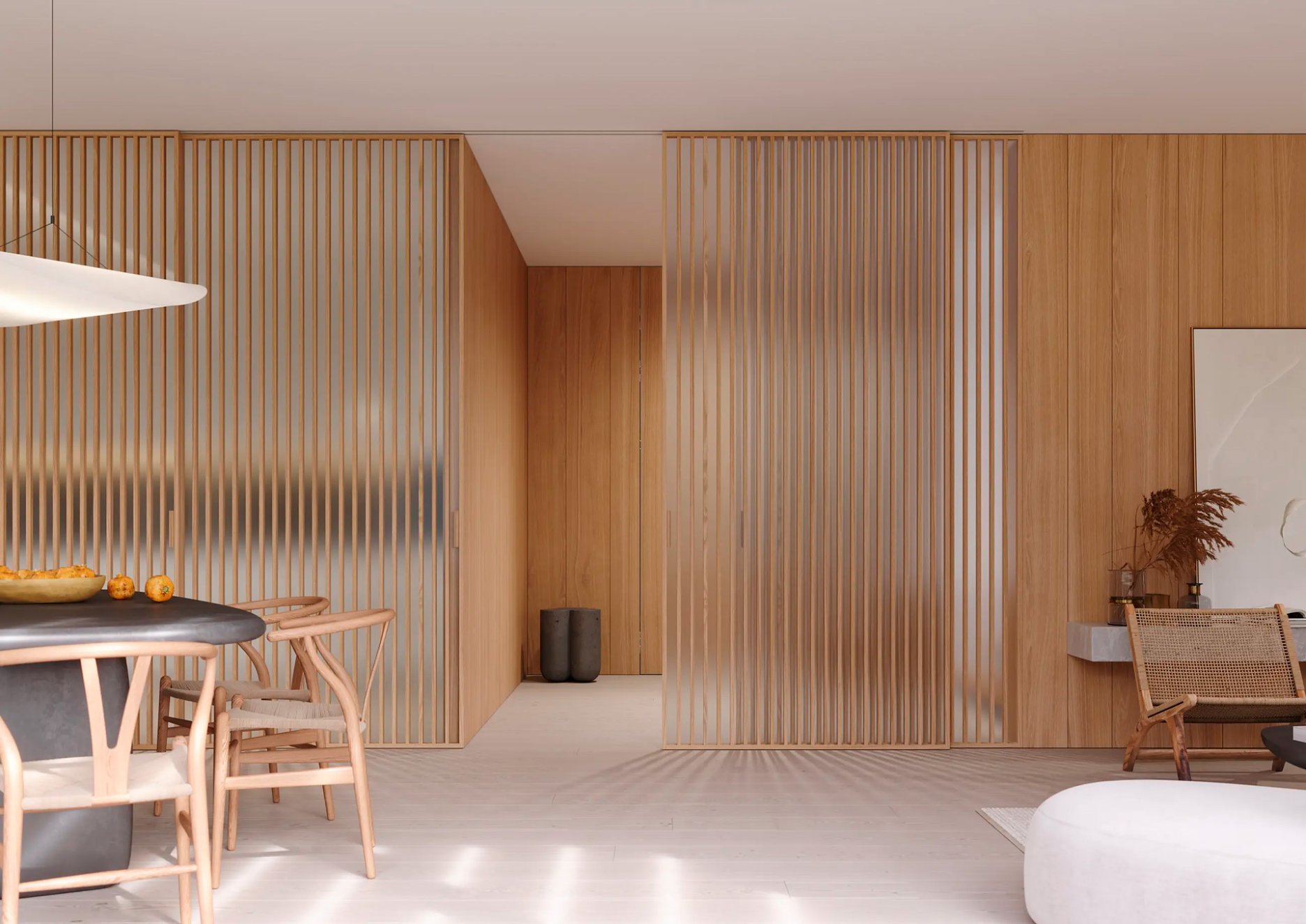 Posuvné dvere IDEALINE WOOD VERTICAL v posuve do stropu PREMIUM