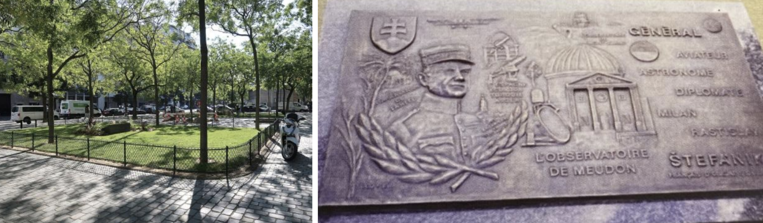 Námestie M.R.Štefánika v Paríži je dnes vybavené stélou od V. Schiffera  