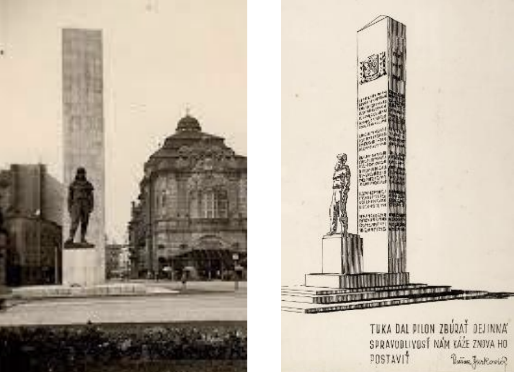 1940 – pylón bez leva, 1943 - D.S. Jurkovič: návrh na prinavrátenie pylónu  