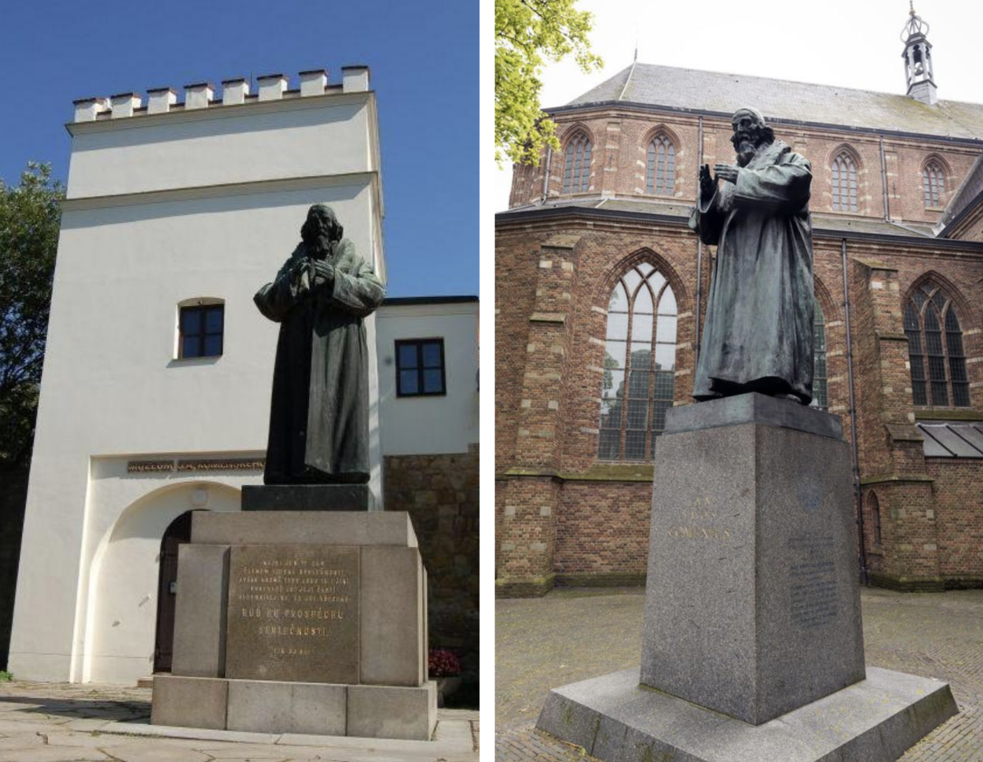 Vincent Makovický : Jan Amos Komenský – vľavo Uherský Brod. Vpravo Naarden