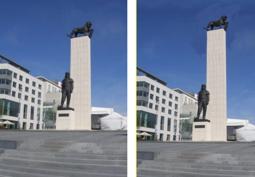 Realizovaná výška pylónu a aký by mal byť vysoký podľa pôvodného pamätníka  