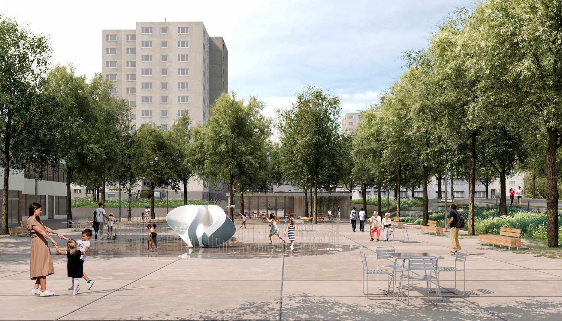 Revitalizácia verejných priestranstiev OC Sandokan - víťazný súťažný návrh ateliéru ENDORFINE