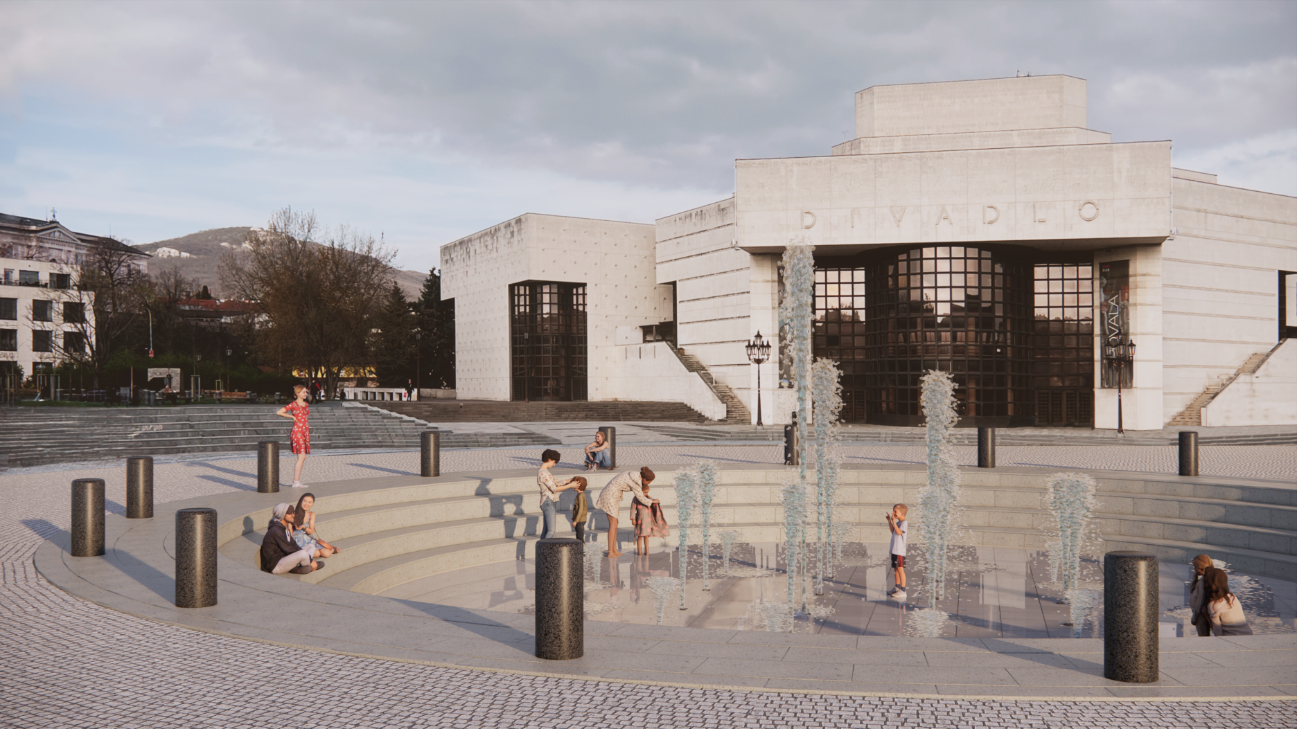 Vizualizácia fontány na Svätoplukovom námestí