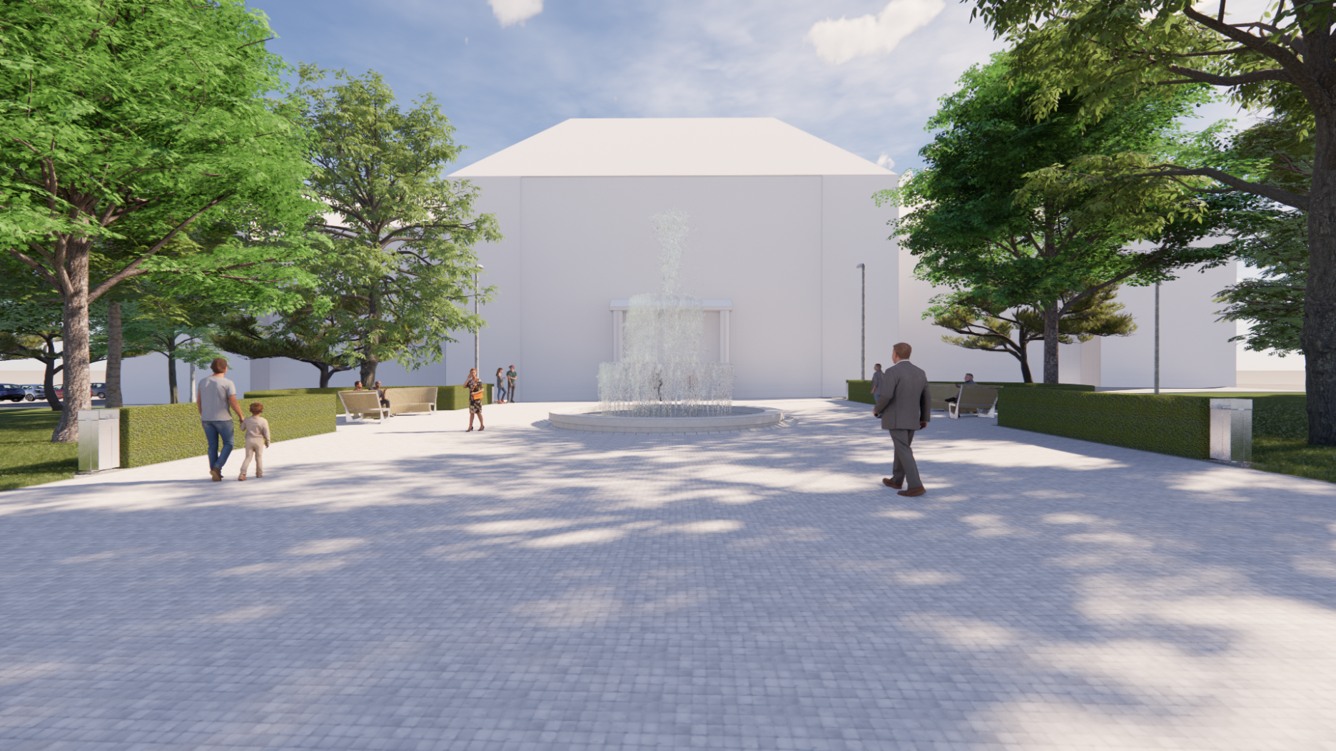 Vizualizácia fontány pred budovou súdu