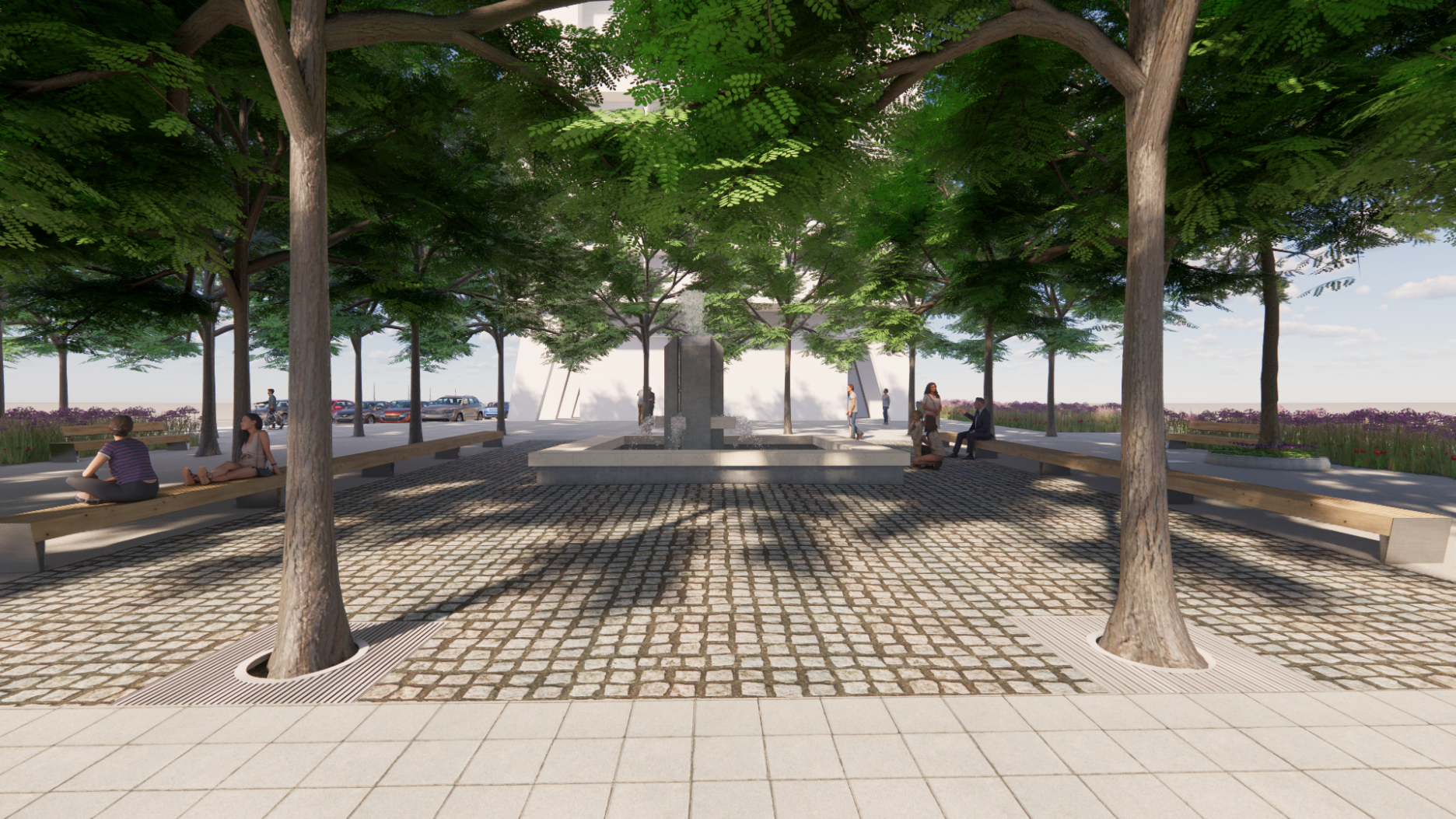 Vizualizácia fontány pri mestskom úrade