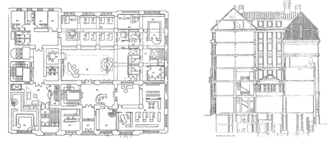 Súťaž na rekonštrukciu budovy Národnej banky Slovenska -bývalej budovy Tatra banky nám. SNP Bratislava , architektonická štúdia – súťaž, 3. cena, Autori: F. Kalesný, I. Kepko, J. Moravčík, J. Šujan