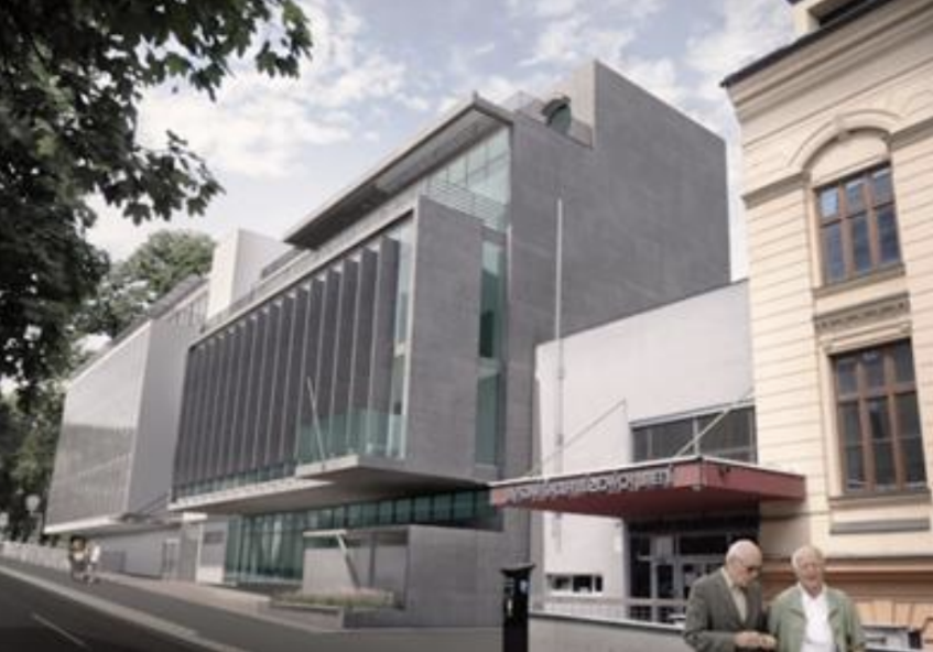 Dostavba komplexu Vysokej školy múzických umení , Svoradova ulica Bratislava, architektonická štúdia – súťaž 2021, Autori: F. Kalesný, Y. Meziani, J. Klemon