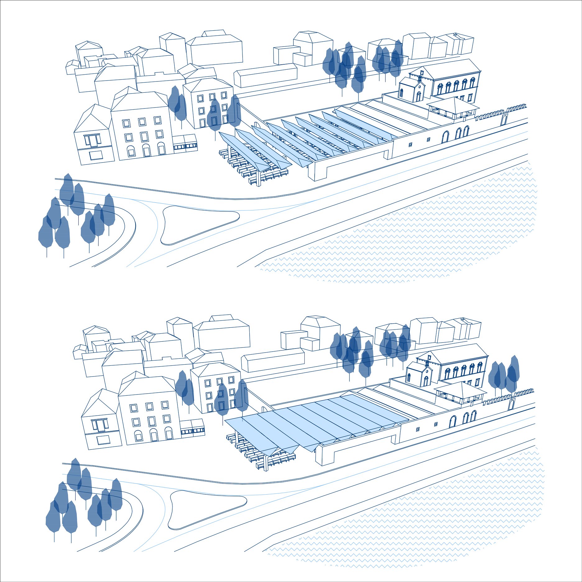 Schéma otvárania tieniacich prvkov