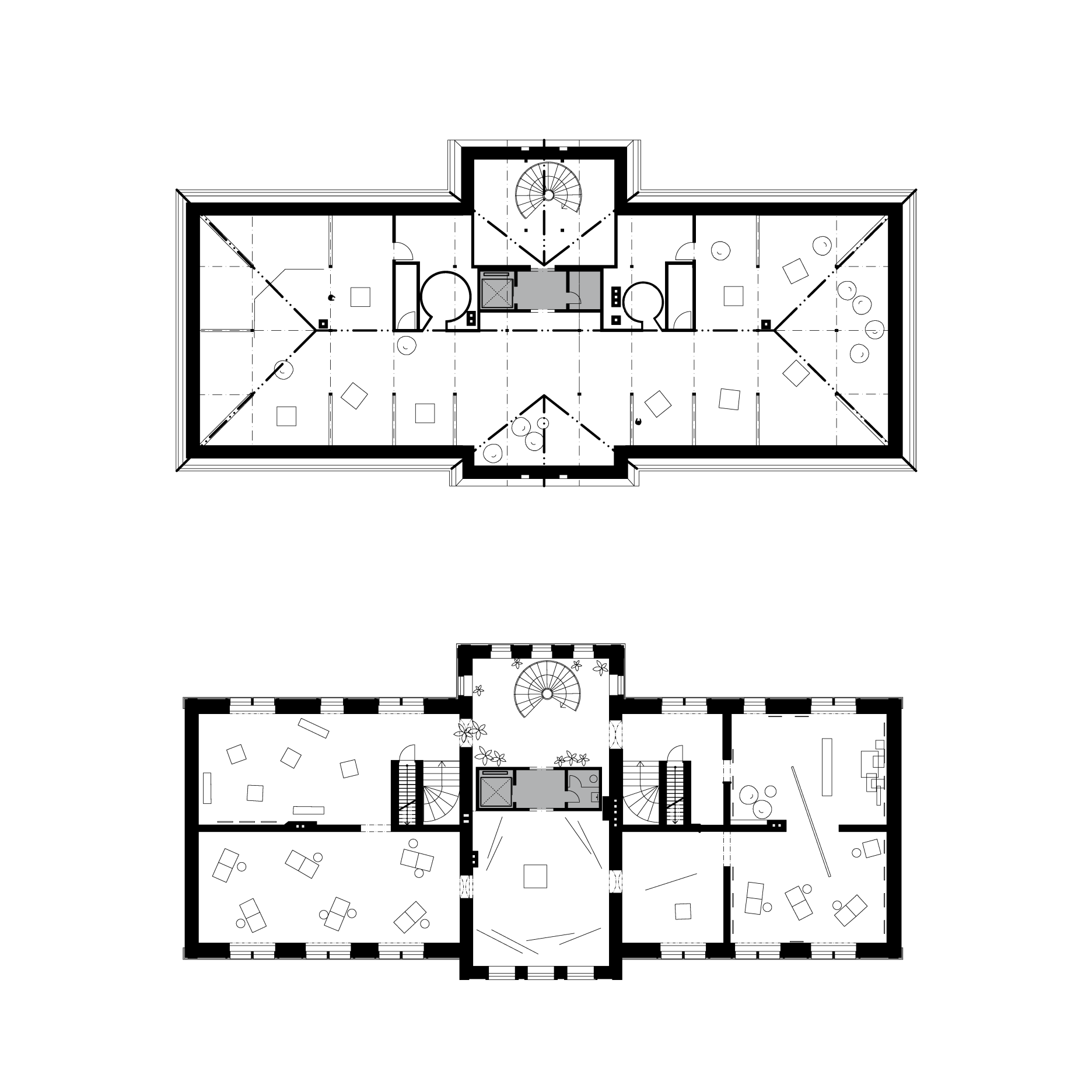 Pôdorysy 3. NP - podkrovie a 2. NP