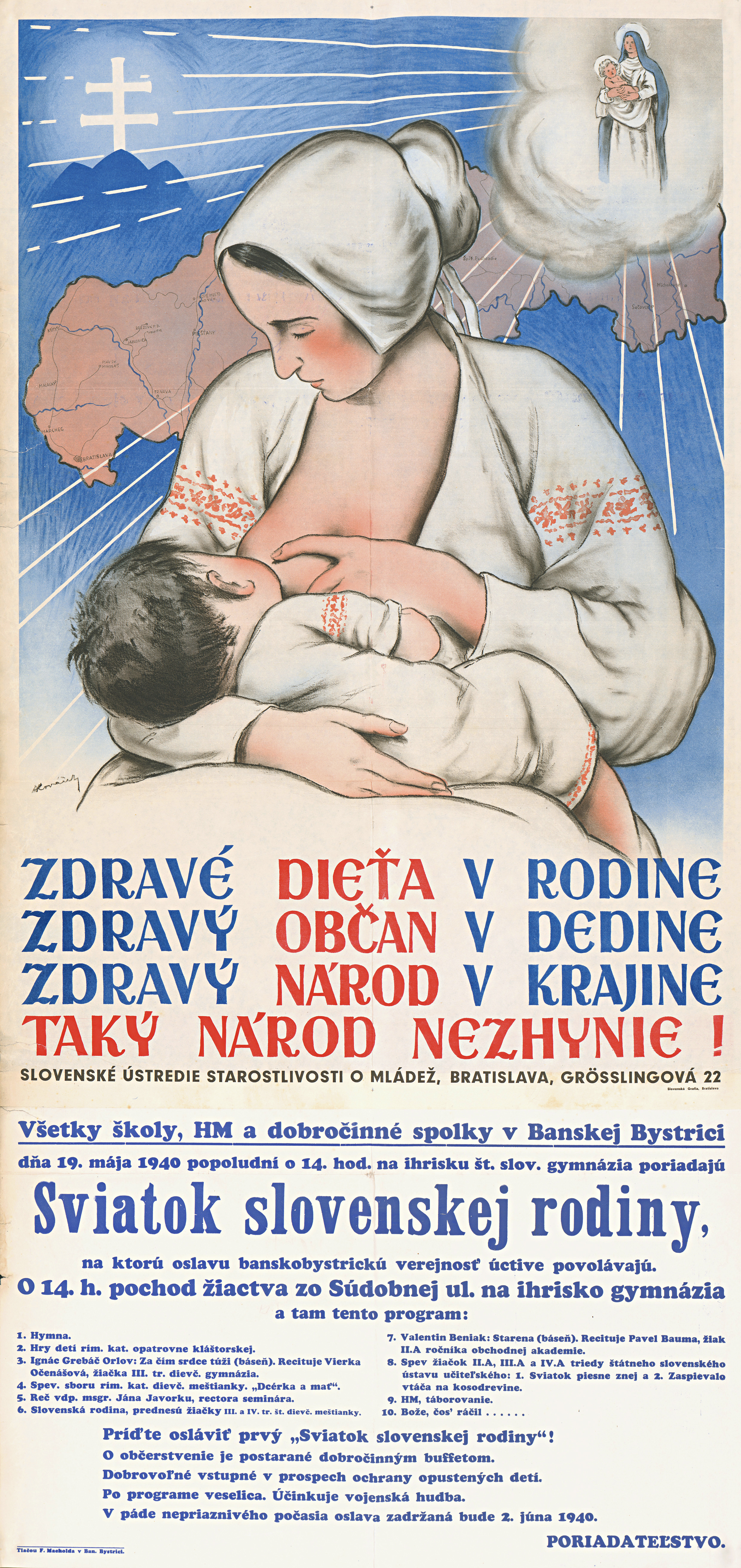 Zdravé dieťa v rodine... (autor: Andrej Kováčik). 1940. Plagát. Štátny archív v Banskej Bystrici, Banská Bystrica 
