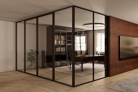 Priemyselné sklenené priečky Dorsis Digero: svetelné rozhranie pre moderné interiéry