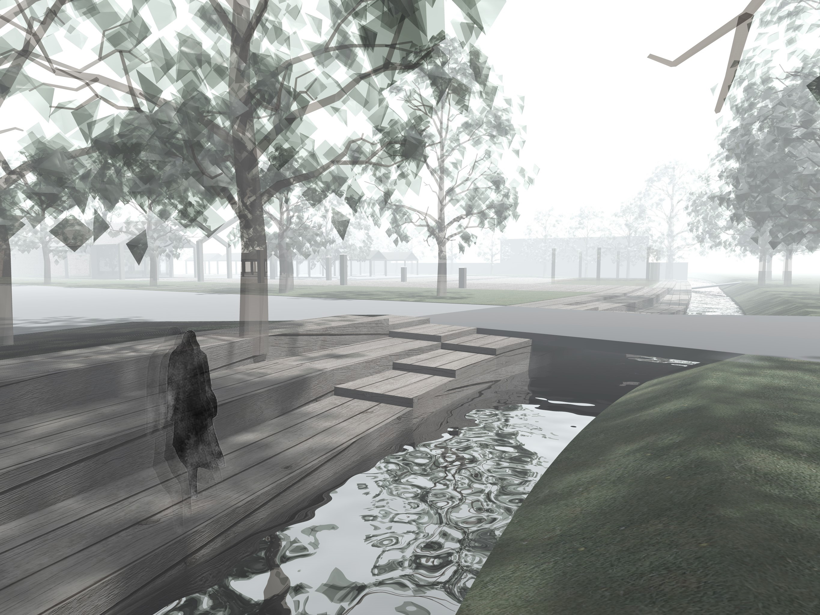 Skultivovaný breh potoka