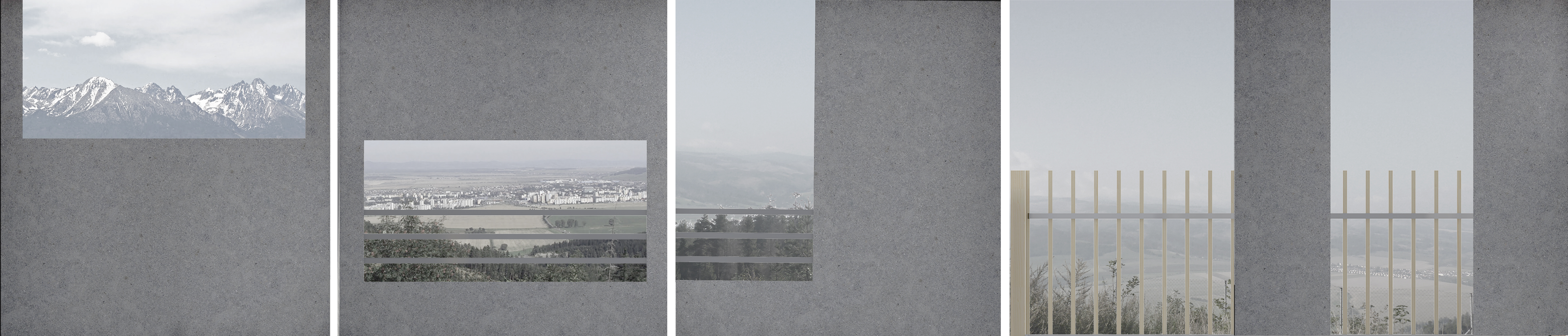 Vyhliadka - Najvyššia vyhliadka, sklopené pohľady ( orientácia okenného priezoru podľa polohy)