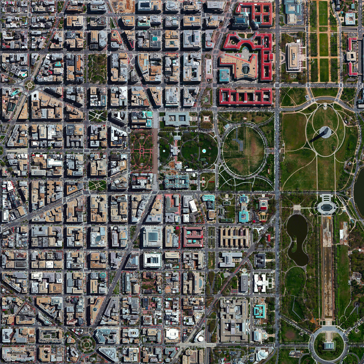 Letecká snímka - cnetrum Washingtou D.C.