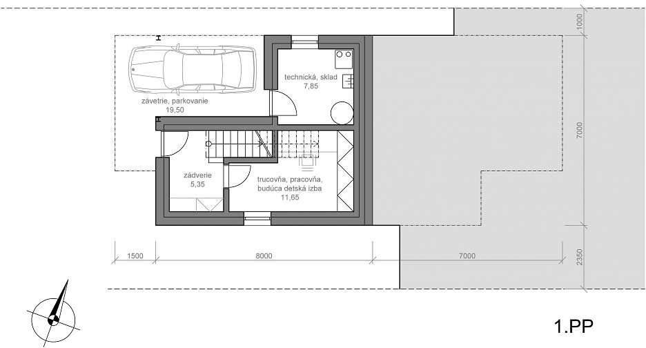 Pôdorys 1. PP