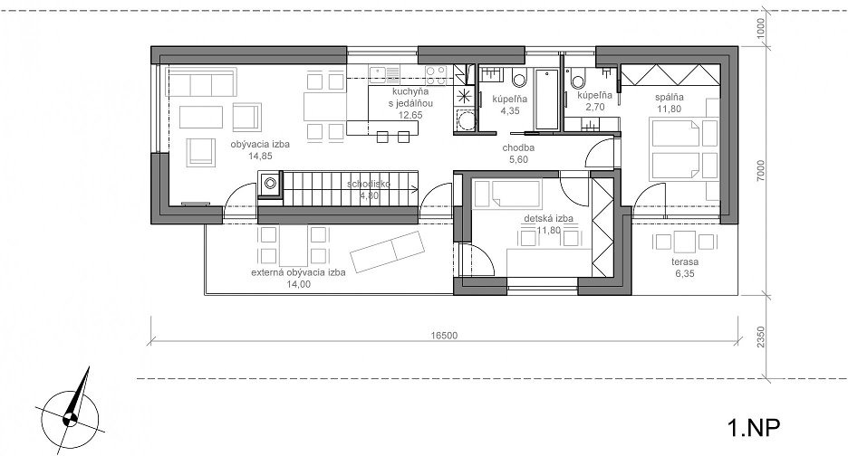 Pôdorys 1. NP