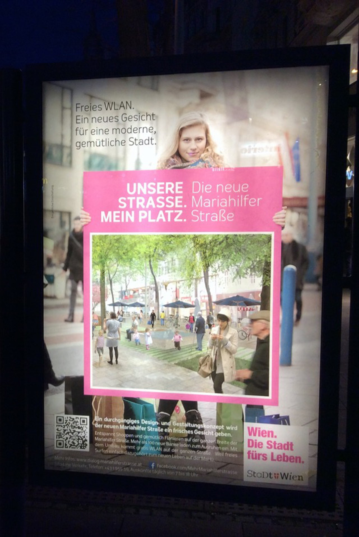 Marketingová kampaň na referendum o projekte Mariahilfer Strasse, iedeň