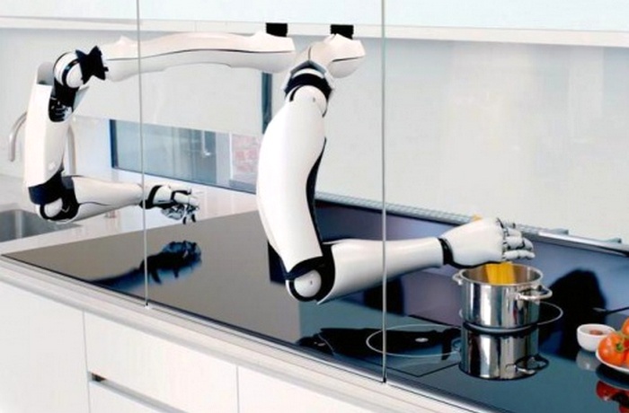 Robotický kuchár v kuchyni