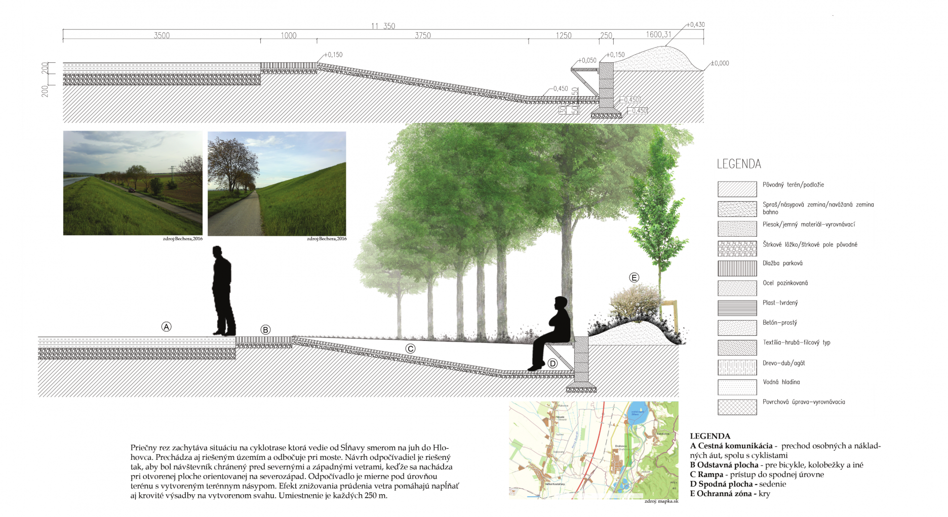 Priečny rez - odpočívadlo