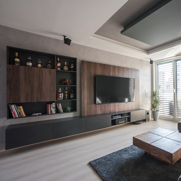 Návrh interiéru novostavby bytu v Dúbravke - Obývacia izba