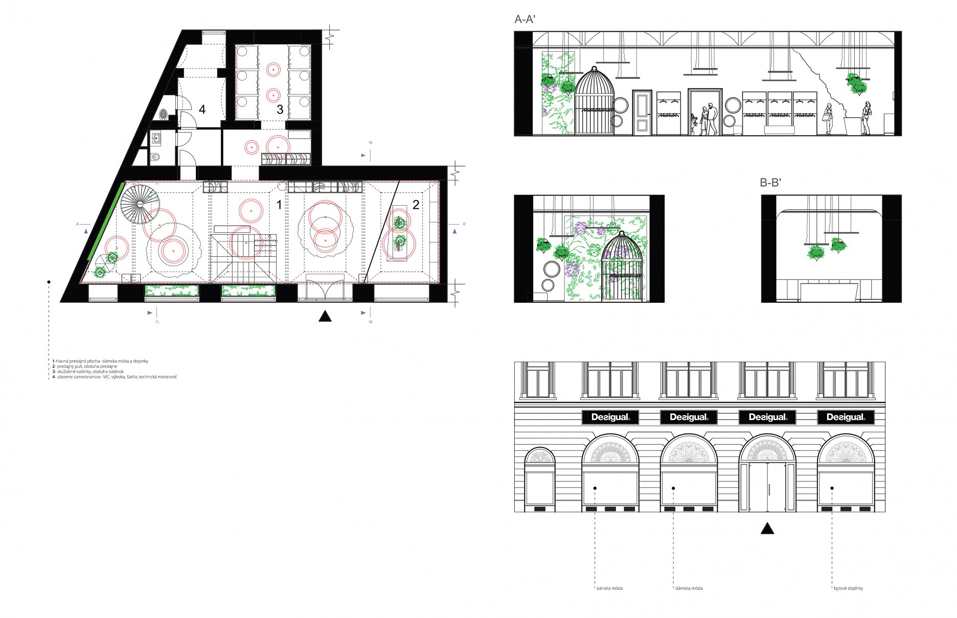 Predajný priestor Desigual - výkresová časť