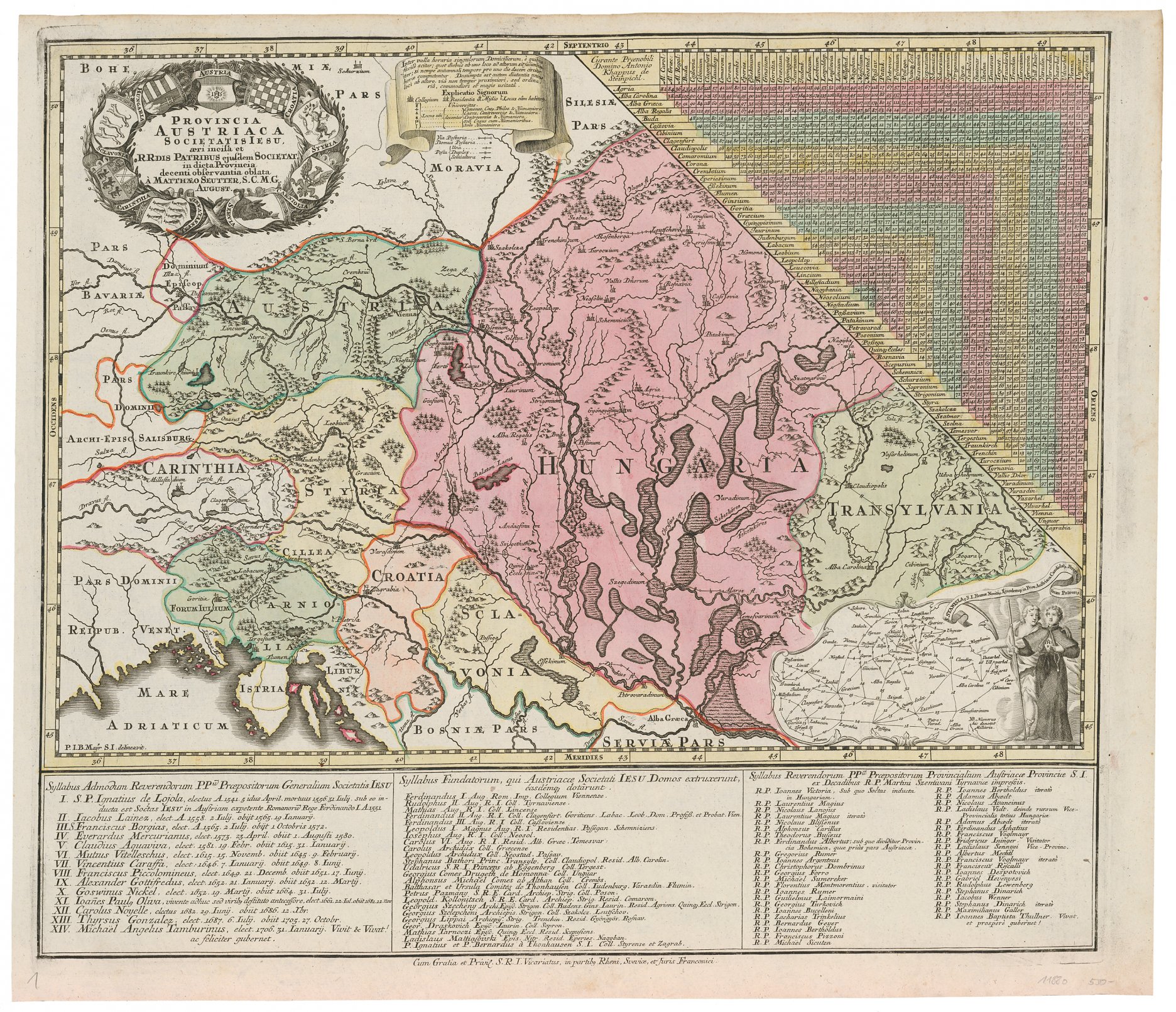 Johann Gottfried Eichler (1715 – 1770): Rakúska jezuitská provincia. 1762 – 1773, lept, kolorovanie;    G 13746. SNG, Bratislava