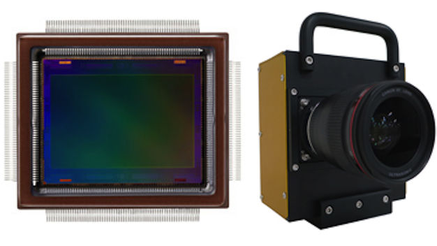 Nový 250-megapixelový senzor a prototyp fotoaparátu s týmto senzorom a EF35mm f/1.4 USM objektívom 