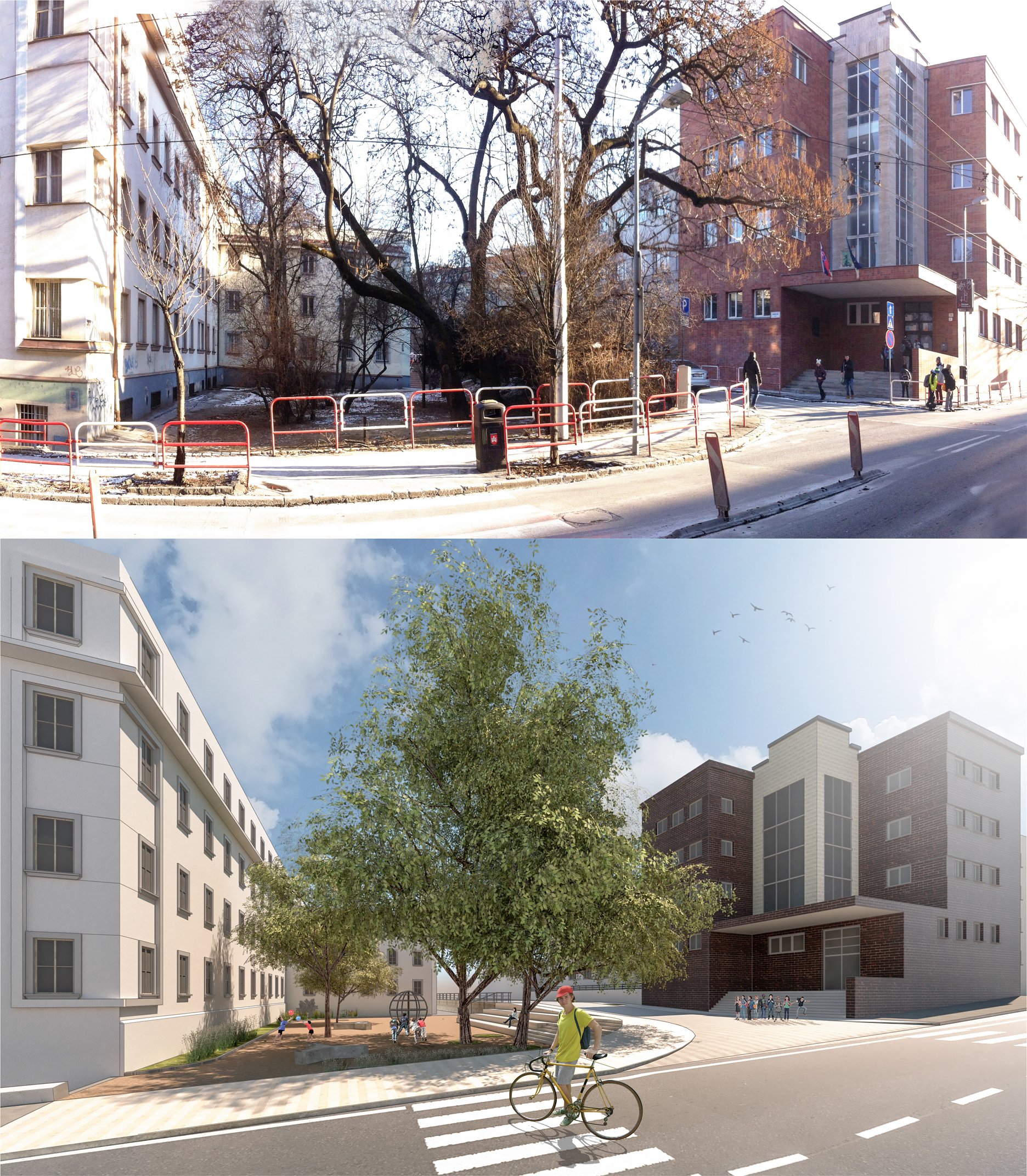 Ilustračná vizualizácia križovatky Škarniclovej ulice a Palisád