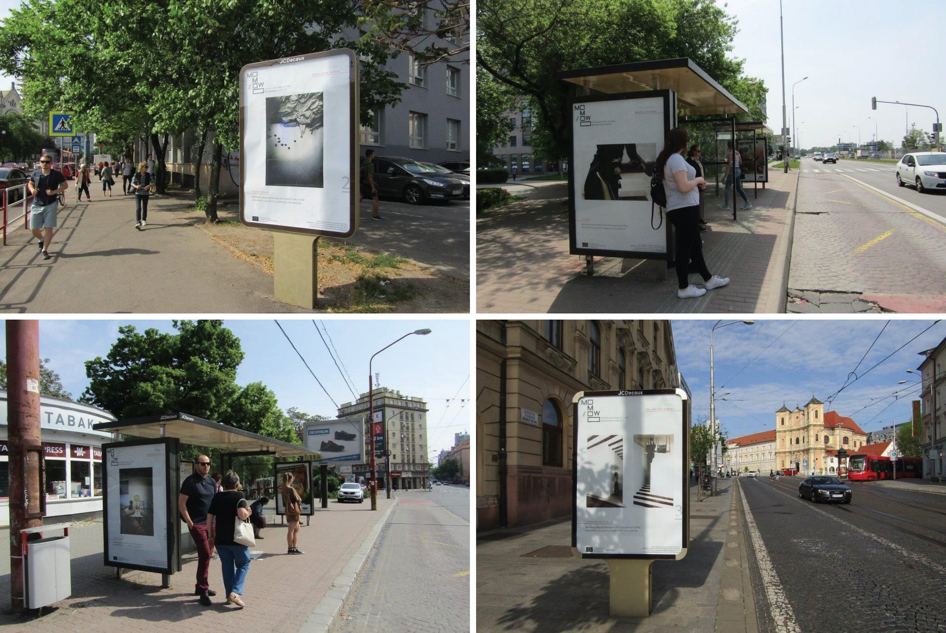 Exteriérová časť putovnej výstavy MoMoWo je vystavená prostredníctvom panelov city light, na rôznych miestach v meste. Plagáty zobrazujú víťazné snímky Medzinárodnej fotografickej súťaže zameranej na zobrazenie interiéru domovov žien architektiek a dizajnérok. Panely sú distribuované po celej Bratislave s cieľom zvýšiť viditeľnosť projektu pre širokú verejnosť.