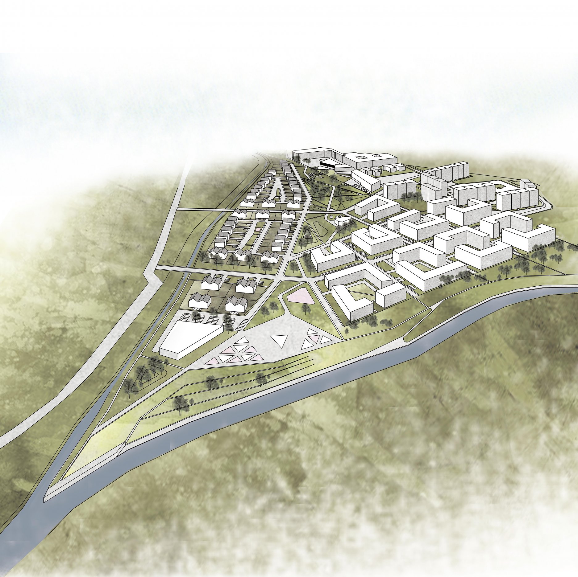 Axonometria územia - návrh
